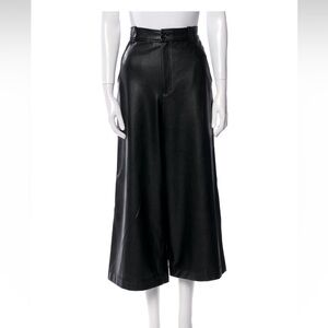 ALC Black Wide Leg Cropped Faux Leather Pant Size 8 High Rise